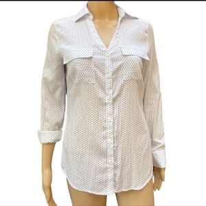 NY&Co Soho W&B PolkaDot Long Sleeve Button Down Blouse